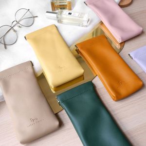 BARTHOLOMEW Portable Soft Eyewear Storage Bag Female Male Eyewear Protector Box Eye Glasses Holder Eyewear Protector Case Leather Glasses Case Sunglasses Pouch