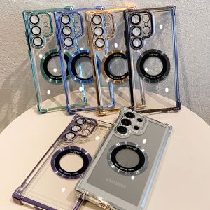 Air Fall-proof Magnetic Phone Case for S21 S22 S23 S24 S25 Plus Ultra for Samsung Galaxy 5G Shockproof for Men Women Lovely Good Purple Pink Black Silver Gold Box Strong Anti-fall Full Protection Drop-proof Beautiful