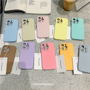 Minimalist Style Liquid Silicone Soft Phone Case Pure Color Suitable for  15Plus 17Air Full Lens Protection Cover without Refueling