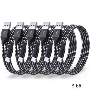 10 Chiếc/5 Chiếc/2 Chiếc Nylon Bện USB A Sang Type C Cáp Sạc Nhanh Tốc Độ Cao Dây Dữ Liệu Cho Xiaomi Huawei Samsung S21 Ultra