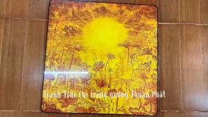 Tranh Trúc Chỉ Phật - Hoa Sen vuông tấm - Tranh treo trường trang trí phòng thờ TPDECOR chất liệu tráng gương