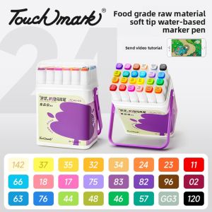 Touchmark Water-Based Soft Tip Dual-Tip Markers for Children Art Supplies Washable Cartoon Design 24 Colors 36 Colors