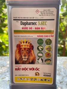 (Combo 5 chai )Thuốc trừ sâu sinh học Dapharnec (3.6)EC. Diệt sâu Rầy bọ trỹ rẹp sáp ( hoạt chất Abmectin cực độc với Ốc ) chai 450ml.