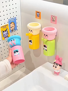 Magnetic Toothbrush Cup Holder Set No Drill Bathroom Organizer for Electric Wall Mount & Drip-Free Design