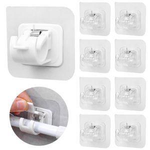 10/6Pcs Nail-Free Adjustable Curtain Rod Holder Clamp Hooks Self-adhesive Curtain Hanging Rod Brackets
