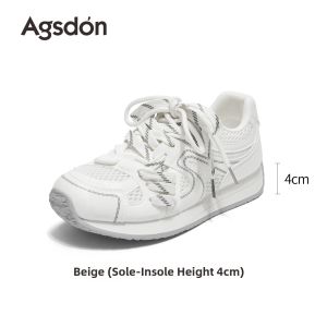 Agsdon | Thick Sole Breathable Summer New Arrival Leisure Fashion White Sneakers