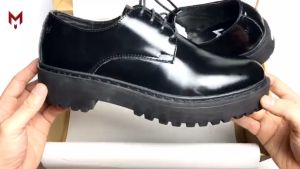 Giày tây nam Derby Plain MAD Chunky Black da bò cao cấp nhập khẩu chất lượng giá rẻ tốt