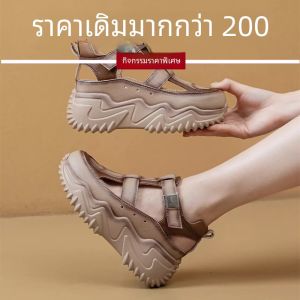 Womens Genuine Leather Hollow out Sandals Thick Bottom Breathable Outdoor Wear Summer New Style Sports Shoes Slip-On Roman Shoes