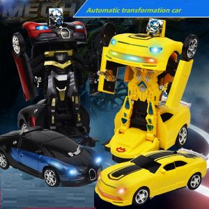 Electric transformable car flash light sound effects automatic transformation childrens toys birthday gift