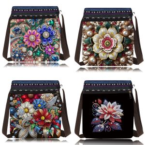 1 piece/set of DIY colorful mandala diamond art handbag canvas shoulder bag with diamond painting crossbody bag