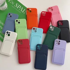 เคสใช้สำหรับเคสซิลิโคนแบบอ่อน กันกระแทกซองใส่บัตร Slot iPhone 16 15 14 13 12 11 Pro Max X XS Max XR 7 8 Plus SE 2020
