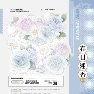 OKMT New Seven Days Flow Muga Card Sticker PET Scrapbooking Tape Shell Light Perfume Half Transparent Paper Tape