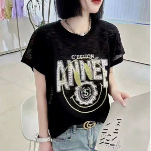 Áo Thun Tay Ngắn Ice Silk Dáng Rộng Mùa Hè 2025 Cho Nữ Áo Thun Dáng Ôm in Họa Tiết Phong Cách Hàn Quốc Thường Ngày Thường