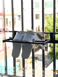 【SG STOCK】Foldable Hanging Stainless Steel Clothes Drying Rack for Anti-theft Windows and Balconies Retractable Clothes Hanging Rod Guardrail Laundry Drying Rack and Shoe Shelf