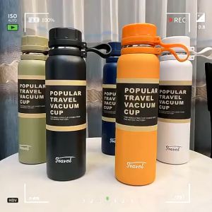 Botol Minum Stainless Steel Insulasi Tekstur Polos Kapasitas Besar 850/1100ml - Warna Solid