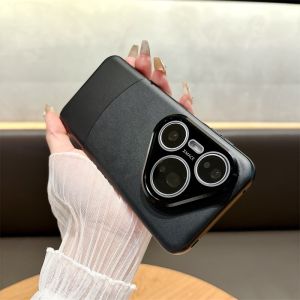 Casing for Huawei Pura 80 Pro / Pura 70 Pro Official Vegan Leather Case Metal Camera Ring Explosion-Proof Glass Lens Protector Shockproof Flexible Frame Anti-Fingerprint Anti-Slip