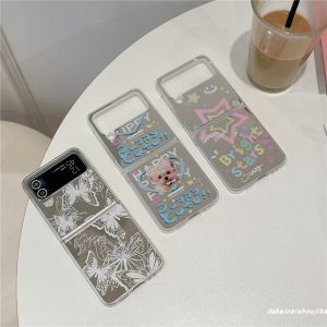Creative Butterfly Star Dog Mirror Samsung Galaxy Z Flip3/4/5 Case Girl Heart Folding Screen Ins Style Plastic Phone Cover