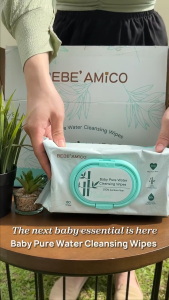 Bebe Amico Baby Pure Water Cleansing Wipes - 100% Bamboo Fibre (80pcs x 3) [Exp: Oct 2027]