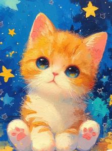 BILIBILI | Acrylic Paint By Numbers Cute Cat Oil Painting Package Art Picture For Bedroom Wall Adults Hand Painted Unique Gift