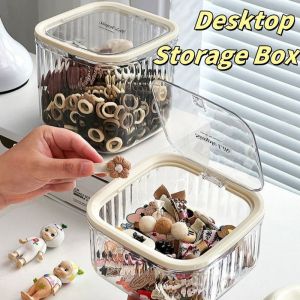 Mini Transparent Desktop Storage Box Dining Table Organizer Bedroom Plastic Basket Storage Box