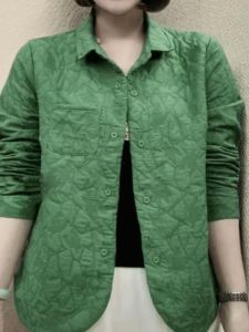 เสื้อแจ็คเก็ตคอปกพับหลวมๆ สไตล์ฤดูใบไม้ผลิและฤดูใบไม้ร่วง ลายทางสีเข้ม ทรงหลวมๆ แขนยาว ปกติ แขนยาว ปกติ