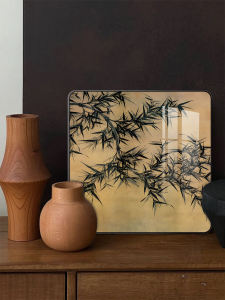 Retro Chinese Style Bamboo Flower Decorative Painting Vase Pattern Desktop Ornament New Modern Home Decor Artwork Background Image