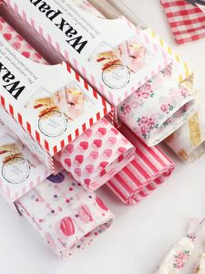 50 Sheets Baking Wax Paper Small Food Pad Paper Printed Fried Food Packaging Paper Oil-resistant Dessert Paper Sandwich Packaging Paper