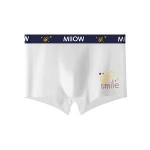 MiiOW | Pure Cotton Breathable Boxer Shorts For Teenage Boys Antibacterial Comfortable Underwear Flat Angle Design Suitable For High School Students
