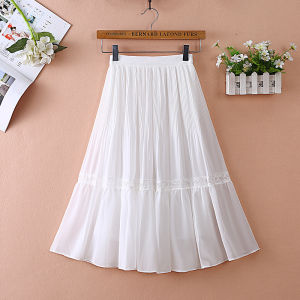 Váy Chữ a Xếp Ly Cạp Cao Màu Trắng Mùa Hè 2025 Cho Nữ Váy Midi Xếp Ly Dài Vừa Phải Váy Chữ a Xếp Ly Cỡ Nhỏ