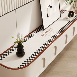 Luxurious Waterproof Tablecloth TV Cabinet Dining Sideboard Shoe Cabinet Pad Protection Leather Modern Simple Style Checkered Pattern