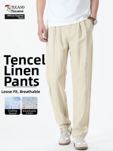 TUCANO | Summer Thin Loose Straight Tencel and Linen Mens Trousers