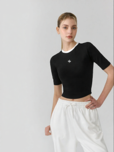 Yoga Sporty Color-block Fitted Short Sleeve T-shirt