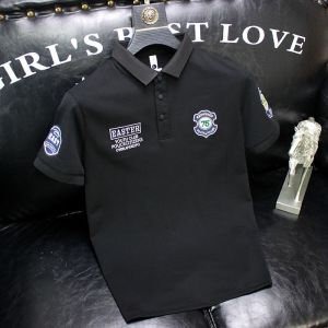 Large Size Polo Shirt Mens Summer Short Sleeve Decorative Badge Paul Turn-down Collar Breathable Sweat-wicking Cool Sensation
