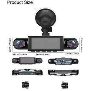 4 Channel Car Dash Cam 1080P High Definition Front Rear Left Right Video Recorder with 32G Card Reversing Image for Driving