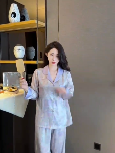 Piyama wanita korean style lengan panjang baju tidur setelan satin premium sleepwear wanita