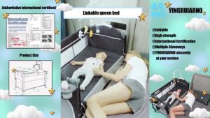 Katil bayi 2 tahap katil mudah alih Playpen Travel Cot jahitan katil besar Side Door Cradle dilipat