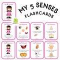 MY 5 SENSE Laminated Flashcards, 9 PCS Educational Flashcards for Kids, Toddlers, Preschoolers. 