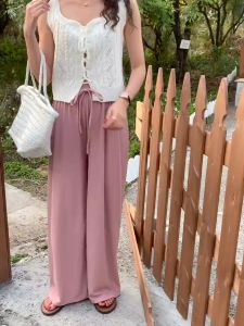 SDOB1508 🎇พร้อมส่งในไทย🎇 มี 5 สี กางเกงไหมพรมเอวยางยืดผู้หญิงเอวสูง free size สีทึบเรียบง่ายไม่หย่อนคล้อย