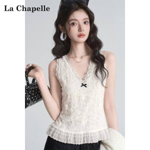 La Chapelle | Lace Stitching V-Neck Sleeveless Tank Top