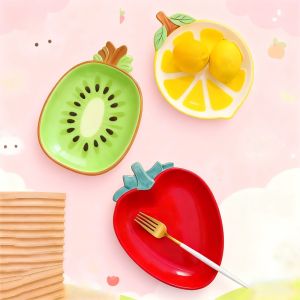 Fruit Shape Hand-painted Ceramic tableware Pineapple Strawberry Lemon Shape Rice Bowl Fruit Salad Plate Dessert Cake Dish