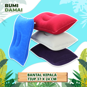 Bumi Damai Bantal Angin Tiup 37 x 24 cm Indoor Outdoor Inflatable PVC Portable Travel Pillow Penahan Kepala Leher Nyaman Anti Pegal Nyaman Empuk High Rest Murah Bagus