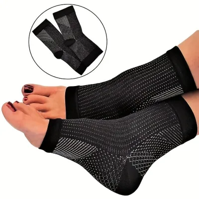 2 Pair Compression Socks for Ankle Support Open Toe Design for Plantar Fasciitis Pain Relief