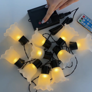 ไฟโซล่าเซลล์LED  ไฟตกแต่งสวน 5/8/11M 10/20/30bulb แบบดอกลิลลี่แห่งหุบเขา กันน้ำ วินเทจ ประหยัดไฟมาก ปรับได้8โหมด