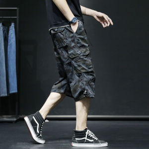 Camouflage Cropped Pants Mens Loose plus Size Summer Thin Outdoor Work Clothes Middle Pants Men Pure Cotton Shorts Multi-Pocket Trousers