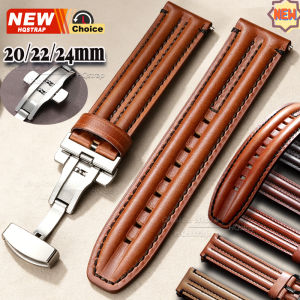 Butterfly Clasp Waterproof Mens Strap 20mm 22mm 24mm Smartwatch Leather Quick Release Wristband for Seiko Bracelet for Rolex