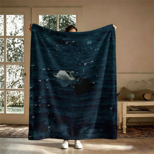 BILIBILI | Black White Swan Ocean Flannel Blanket Perfect for Sofa Office Bed Travel Sleep Read Relax Camping Four Season Use