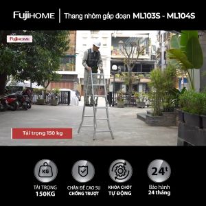 Thang nhôm gấp 4 đoạn Nhập Khẩu 34 mét - 47 mét siêu đa năng FUJIHOME Nhập khẩu thang chữ M xếp gọn 4 khúc gia đình aluminum ladder