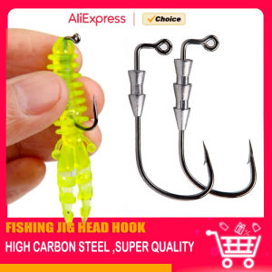 Mrlurion 0.6g 1g hook size #1/0 #2/0 Hover Strolling Hooks High Carbon Steel Jig Head Hook Bass Trout Fishing Tackle Accessorie