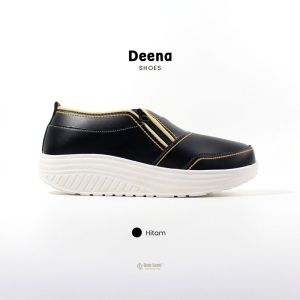 Sepatu wanita wedges ONE LOVE kulit sintetis model resleting generasi pertama sol TPR putih empuk dan ringan