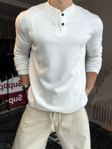 เสื้อยืดคอกลมแขนยาวสีขาวสำหรับผู้ชาย ทรงบ็อกซี่ ทรงหลวม ทรงเข้ารูป สำหรับออกกำลังกายในฤดูใบไม้ร่วง ทรงเข้ารูป เสื้อคลุมกันหนาว